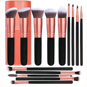 Rose Gold High Quality Synthetic Makeup Brush Set Foundation Eyeshadow Fan Brushes for Face Application