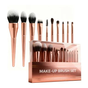 Rose Gold Premium Makeup Brush Set Professional Cosmetic Kit with Box Packaging OEM ODM Custom Logo Face Powder Brushes