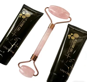 Rose Quartz Facial Jade Massage Roller Gua Sha Anti Aging Acne Treatment Facial Roller Set Package Box Pouch Home Use