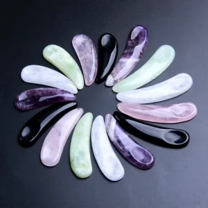 Rose Quartz Facial Mask Spoon Jade Cream Makeup Spoon Facial Massage Acupoint Crystal Scraper