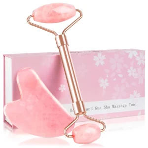 Rose Quartz Gua Sha Jade Roller Massage Stick 100% Natural Stone Facial Massage Tools