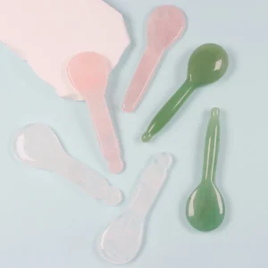 Rose Quartz Gua Sha Stone Pink Jade Gua Sha Set Natural Guasha Scraping Massager for Slimming
