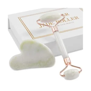 Rose Quartz & Jade Roller Guasha Stone Body Scraper Set Face Lift Massager with Eye & Neck Facial Roller