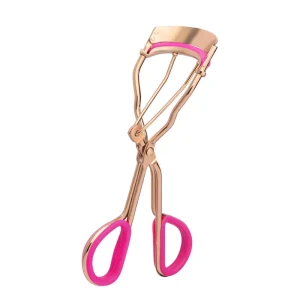 Rose Red Custom Silicone False Eyelash Curler Make up Portable Beauty Tool With Comfort Grip