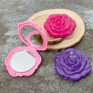 Rose Shaped Double Sided Makeup Mirror Portable Travel Plastic Makeup Mirror
