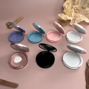 Round Double Layer Magnetic Powder Compact Case Portable Cosmetic Sample Jar Empty Eyeshadow Palette Blush Case with Mirror