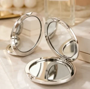 Round Double Sided Foldable Personalized Makeup Mirror with Customized Logo