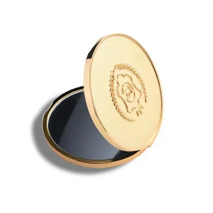 Round Gold Embossed Metal Mini Makeup Mirror Cosmetic Mirror