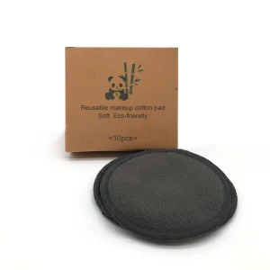 Round Organic Exfoliating Pad Tube Cotton Pads Cosmetic Discharge Makeup Reusable Bamboo Oem Washable Black 2 Layers