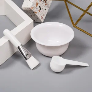 Round Shape Plastic Mask Spoon and Bowl Vegan Mask Makeup Brush DIY Facemask Mixing Tool for Face Care