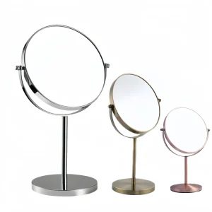 Round Table Cosmetic Rose Gold Glass Standing Decorative Vanity Makeup Mirror