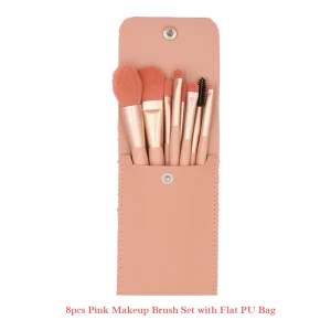 SBelle OEM 8pcs Foundation Large Eyebrow Lip Brush Mini Makeup Brushes Set with Wooden Handle Morandi Makeup Brushes