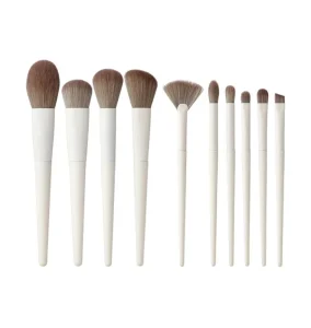 Saiyii Custom Logo Free Samples 10Pcs White Makeup Brush Set Makeup Brushes Kit Private Label