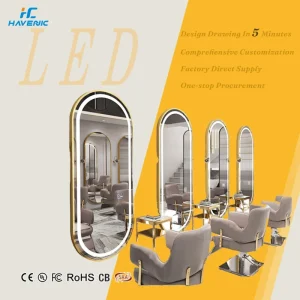 Salon Large Full Length Barber Salon Furniture Wall Mounted Hairdressing Makeup LED Beauty Salon Mirror
