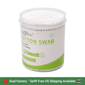 Screw Ear Spoon Head Cotton Swab 400pcs Paper Stick Cotton Bud With Round Box