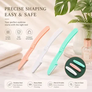 Sensitive Skin Facial Razor Eyebrow Trimmer Portable Travel Touch up Razor Dermaplaning Wand for Women Dermoblading