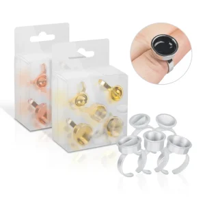 Set of 5 Metal Cups Microblading Pink Ring Tattoo Ink Cup for Tattoo Needle Supplies Accessories Makeup Tattoo Tools