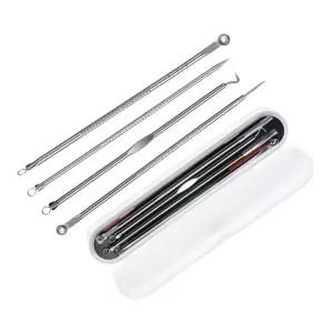 Set of Blackhead Extractor Acne Remover Needles Facial Pore Cleanser Tool Nail Cuticle Pusher All in One Blackhead Remover