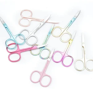 Sharp & Durable Colorful Curved Blade Eyebrow Scissors Stainless Steel Precision Trimmers for Makeup