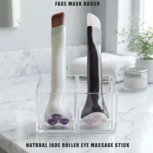 Silicone & Jade Stone Face Mask Brush & Spatula Set with Eye Care Eye Roller Massager Tools for Skin Rejuvenation Facial Tools