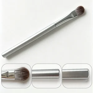 Silver Synthetic Hair Flat Eyeshadow Blending Makeup Brush with Injection Molded Handle Professional Fluffy Single Custom Label
