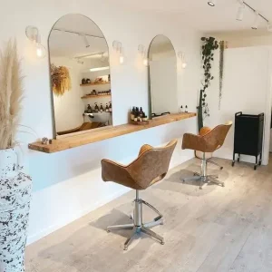 Simple Arched Half length Makeup Mirror Salon Haircut Styling Mirror