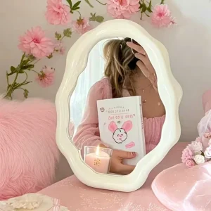 Simple Desktop Makeup Mirror for Student Dormitory Vanity Table Makeup Station Small Beauty Princess Mirror