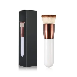 Single Beauty Kabuki Foundation & Concealer Brush Synthetic Hair Wood Handle Flat Top Customized