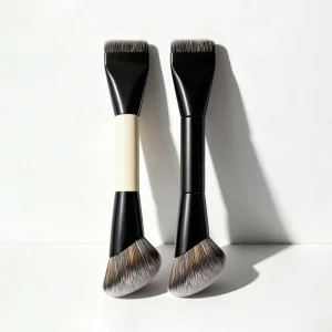 Single Double Ended Makeup Brush Set with Metal Handle Nylon Bristles Includes Blush Flat Foundation Brushes Plus Other Tools