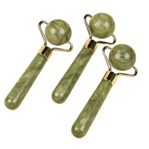 Single Head Jade Roller for Face 100% Natural Green Jade Massage Roller for Eye Mini Size Xiuyan Jade Massage Roller
