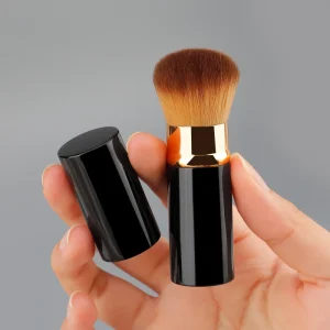 Single Large Size Retractable Makeup Brush Corrugated Silk Nylon Wool Aluminum Handle Portable Cover