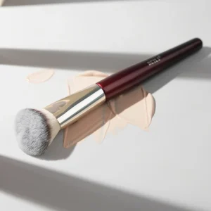 Single Luxury Wood Handle Face Brush Set Soft Dense Synthetic Hair for Contour Concealer Liquid Cream Foundation