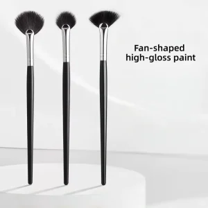 Single Makeup Brush Black Fan Brushes for Facial Soft Bristle Extra Long Handle Makeup Brush Custom Makeup Set