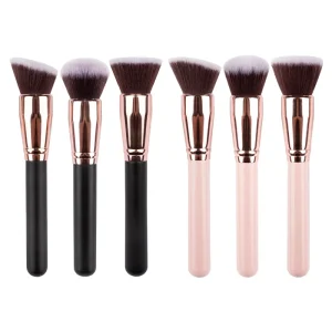 Single Oblique and Round Head Makeup Brush Set with Wood Handle