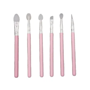 Single Pink Silicone Makeup Brush with Flat Design Eyeshadow Brow Liner Lip Brush with Wooden Handle Cosmetics Tool