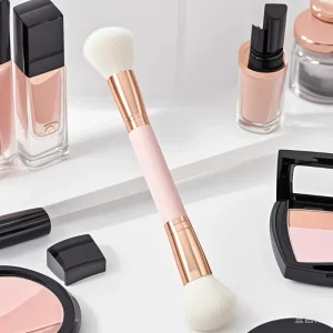 Single Professional Blush Brush Powder Brush for Daily Makeup Double Ended Pink Make up Blush Cosmetic Brush