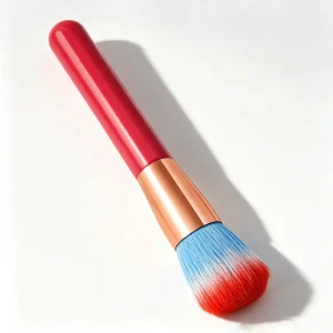 Single Red Loose Powder Contour Blush Facial Makeup Brush with Nylon Bristles and Wood Handle Beauty Tool