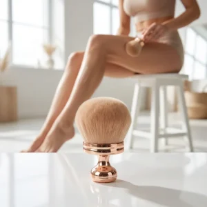 Single Rose Gold Plastic Handle Face Neck Body Loose Powder Blush Brush Super Soft Large Mushroom Shape Makeup Brush