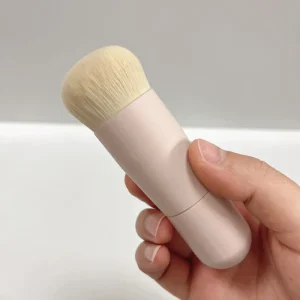 Single Round Short Handle Kabuki Brush Soft Synthetic Fibers Mini Liquid Blender for Foundation Face