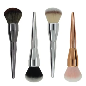 Single Soft Hair Makeup Brush with Fan Handle Loose Powder Dispensing Tool Plating Brush