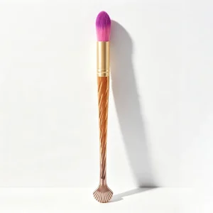 Single Wood Handle Nylon Bristles Foundation Contour Brush Round Head Makeup Tool Factory Made