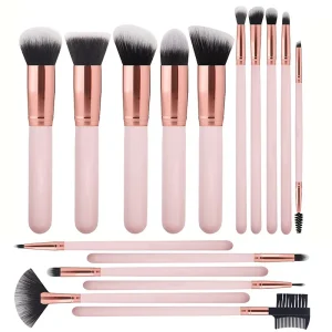 Single Wooden Handle Makeup Brush in Set for Face Foundation Loose Powder and Eye Shadow Lip Applicator Concealer Lip Balm Tools