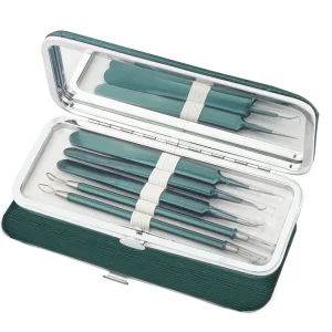 Skin Care Blackhead Removal Needle Stainless Steel Pimple Cleaning Green Acne Needle Tweezers Kits Set