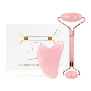 Skin Care Tools Custom 100% Natural Facial Massage Roller Jade Roller and Gua Sha Face Roller Crystal Guasha Kit