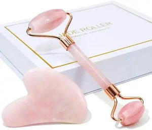 Skin Care Tools Custom 100% Natural Facial Massage Roller Rose Quartz Face Jade Roller Gua Sha Set with Box