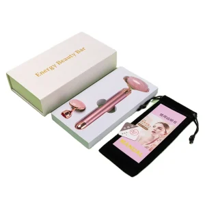 Skincare Beauty Tool 2 in 1 Anti Aging Firming Face Lift Facial Massager Natural Stone Rose Quartz Vibration Jade Roller