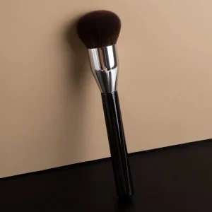Sleek Single Black Makeup Brush with Handle for Face and Precise Application