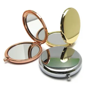 Small Portable Metal Rose Gold Pocket Makeup Mirror Customized Travel Make up Silver Compact Mirror