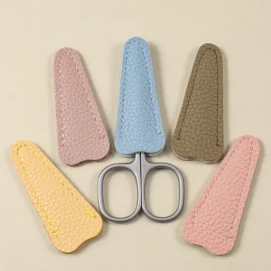 Small Size Scissors Beauty Protection Cover Custom Logo PU Leather Cute Makeup Scissors Pouch Eyebrow Scissors Storage Case