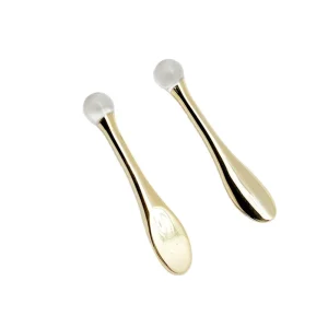 Small Skin Care Beauty Plastic Cosmetic Spatula Gold Face Cream Facial Mask Spoon Custom Box OEM ODM
